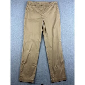 Talbots Pants Womens 8 Beige Straight Leg Chino Stretch Cotton Twill Casual
